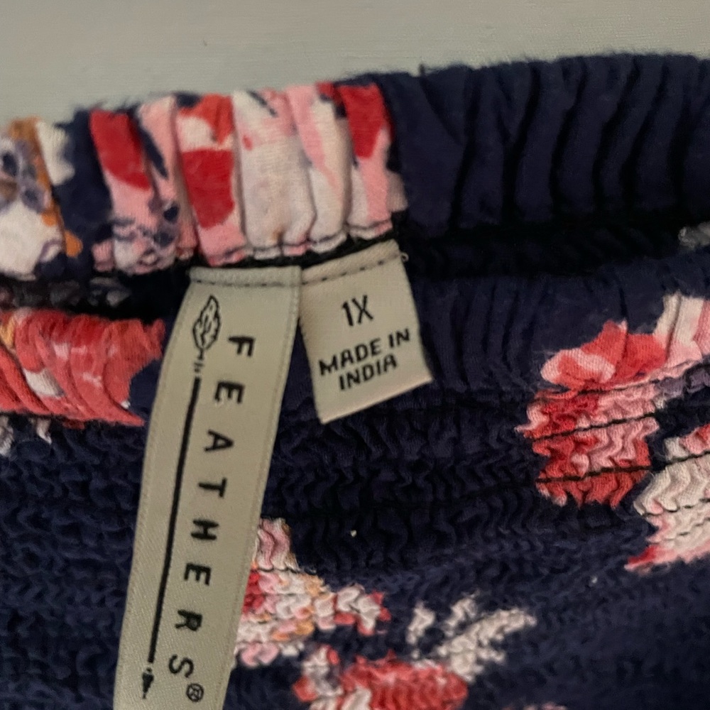 Feathers Off Shoulder Navy floral tunic top - Picture 3 of 7